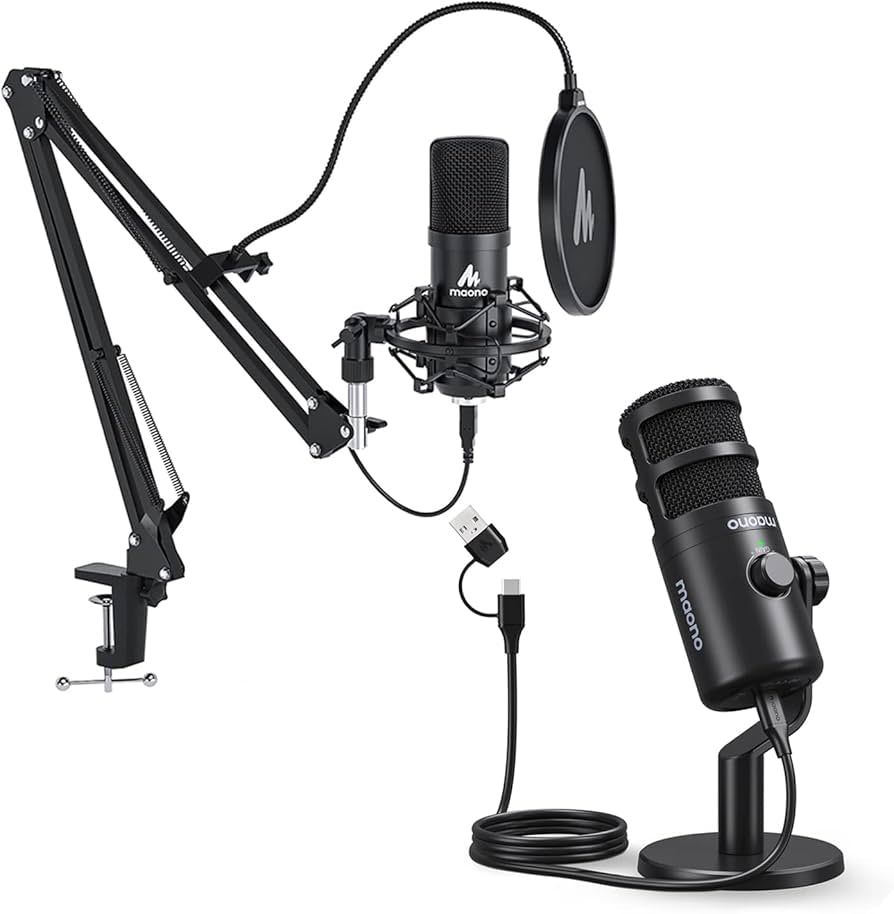192KHZ/24BIT USB Microphone Kit Plug and Play MAONO AU-A04 USB for Computer, Cardioid Condenser Podcast Microphone with Professional Sound Chipset for PC Karaoke, YouTube, Game Recording