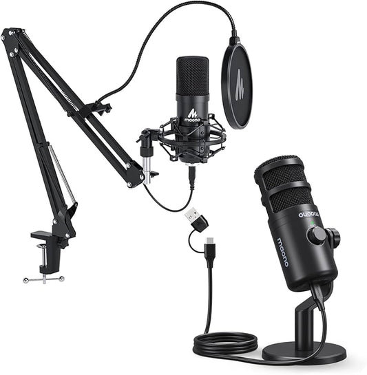 192KHZ/24BIT USB Microphone Kit Plug and Play MAONO AU-A04 USB for Computer, Cardioid Condenser Podcast Microphone with Professional Sound Chipset for PC Karaoke, YouTube, Game Recording